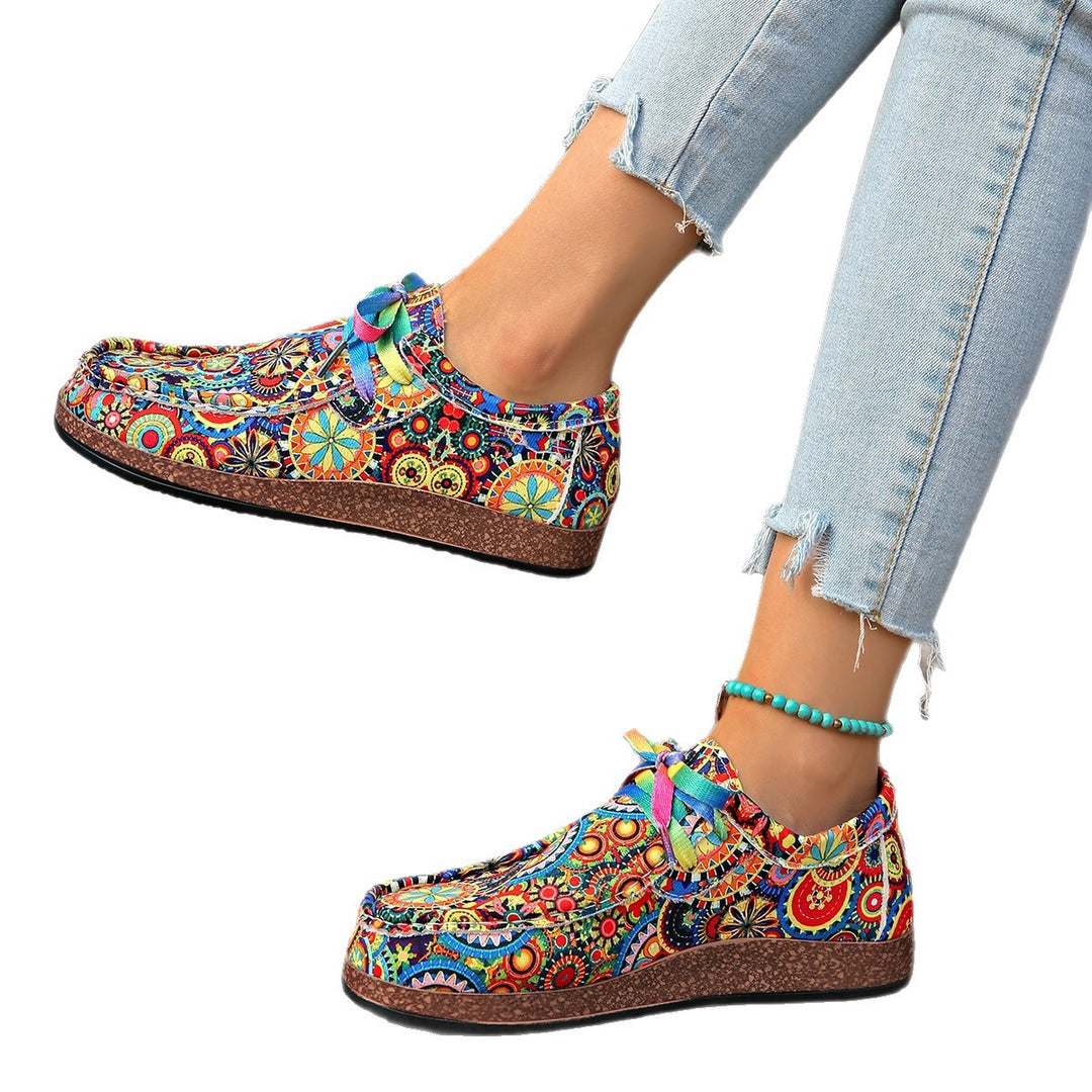 Damen Freizeit-Slipper mit buntem Musterdruck R&B