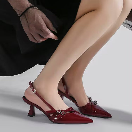 Damen Slingback High Heels mit glänzenden Akzenten R&B