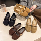 Damen Ballerina-Schuhe mit modischer Schnalle und weichem Wildlederoberteil R&B