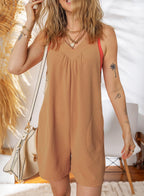 Damen Einteiliger Jumpsuit mit tiefem V-Ausschnitt und praktischen Taschen R&B