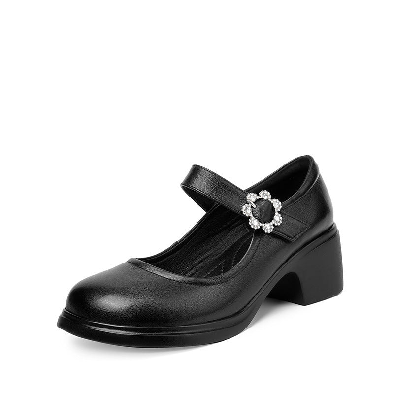 Damen Mary Jane Schuhe mit eleganter Strassverzierung und komfortablem Blockabsatz R&B