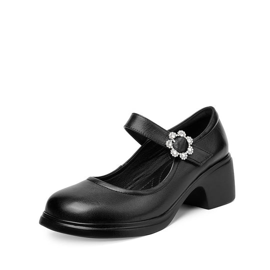 Damen Mary Jane Schuhe mit eleganter Strassverzierung und komfortablem Blockabsatz R&B