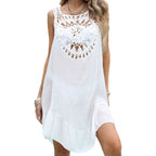 Damen luftige Strandkleid mit filigranem Häkelmuster R&B