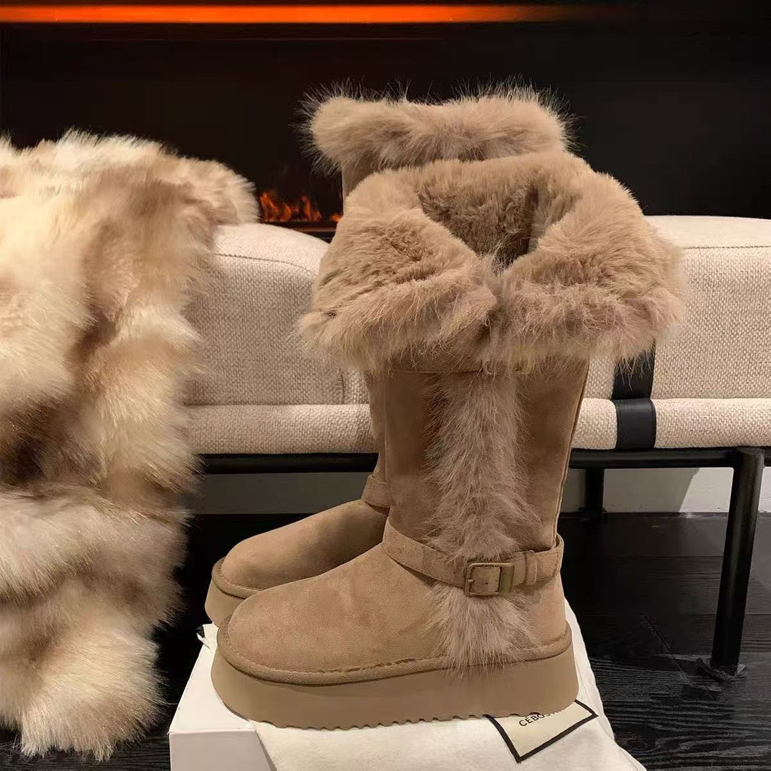 Damen Kuschelige Winterstiefel mit dekorativem Kunstfellabschluss R&B