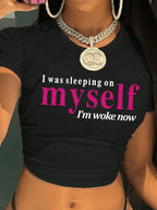 Damen Crop-T-Shirt mit motivierendem Schriftzug R&B