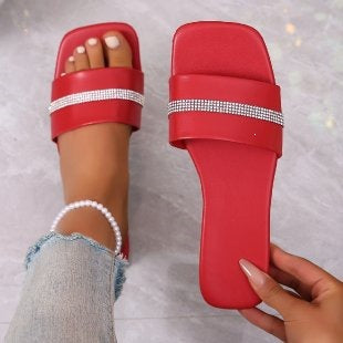 Damen modische Slides mit glitzerndem Riemen R&B