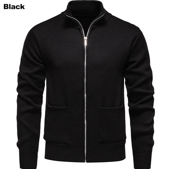 Herren Strickjacke mit durchgehendem Reißverschluss und seitlichen Taschen R&B