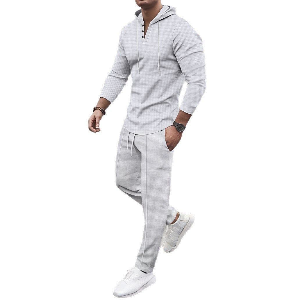 Herren Sportliches Zweiteiler Set mit atmungsaktivem Kapuzenoberteil und schlanker Jogginghose R&B