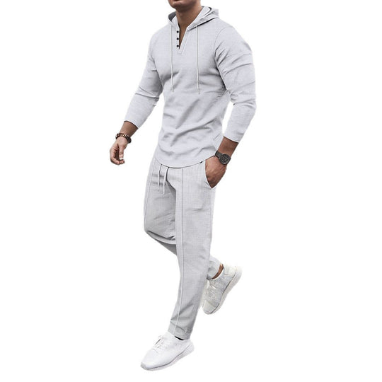 Herren Sportliches Zweiteiler Set mit atmungsaktivem Kapuzenoberteil und schlanker Jogginghose R&B