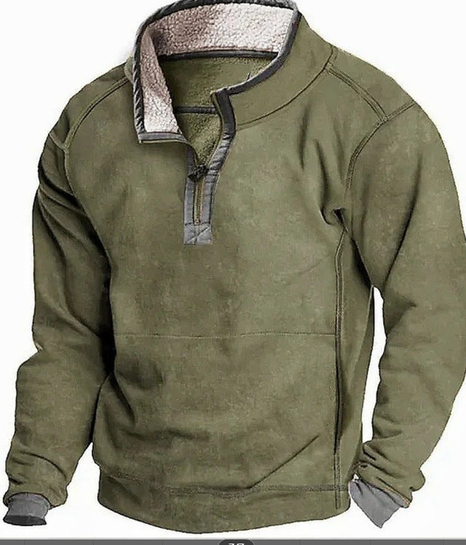 Herren Fleecesweater mit hochgeschlossenem Kragen und praktischem Reißverschluss R&B