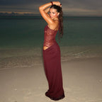 Damen Elegantes Maxikleid mit transparentem Oberteil und figurbetontem Design R&B
