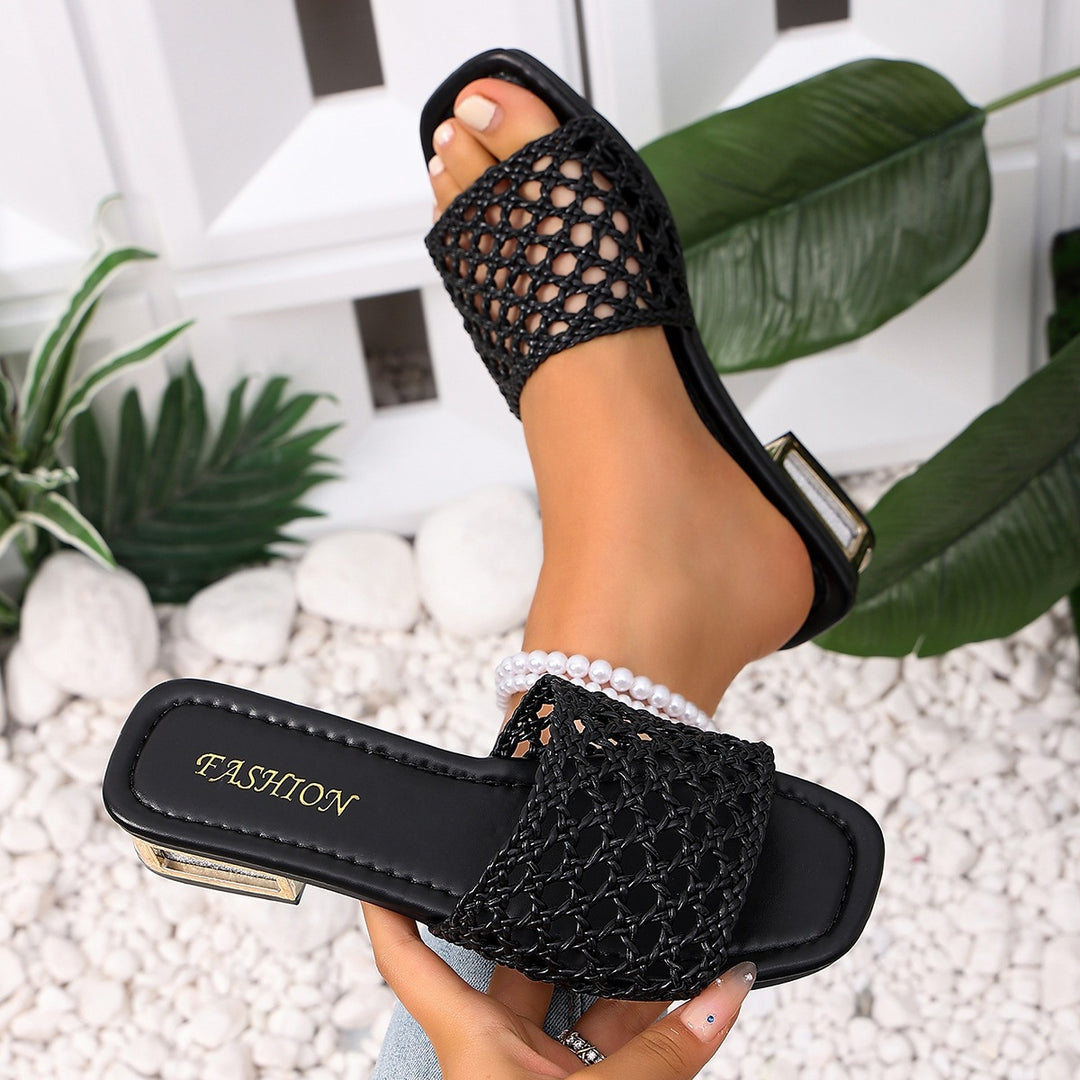 Damen Offene Mules mit geflochtenem Riemendesign R&B