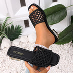 Damen Offene Mules mit geflochtenem Riemendesign R&B