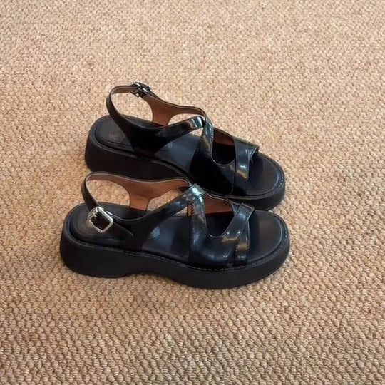Damen Plateau-Sandalen mit modischem Schnallenverschluss und komfortabler Dämpfung R&B