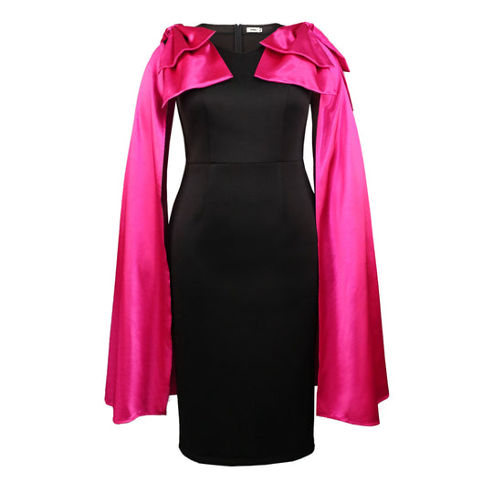 Damen Elegantes Wickelkleid mit dramatischem Cape-Ausschnitt R&B