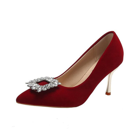 Damen elegante Spitzenpumps mit funkelndem Strassakzent R&B
