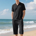 Herren lässiges Kurzarm-Polohemd und Bermudas-Set aus atmungsaktivem Stoff R&B
