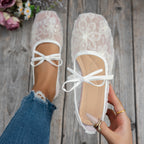 Damen elegante Ballerinas mit floralen Applikationen und rutschfester Sohle R&B