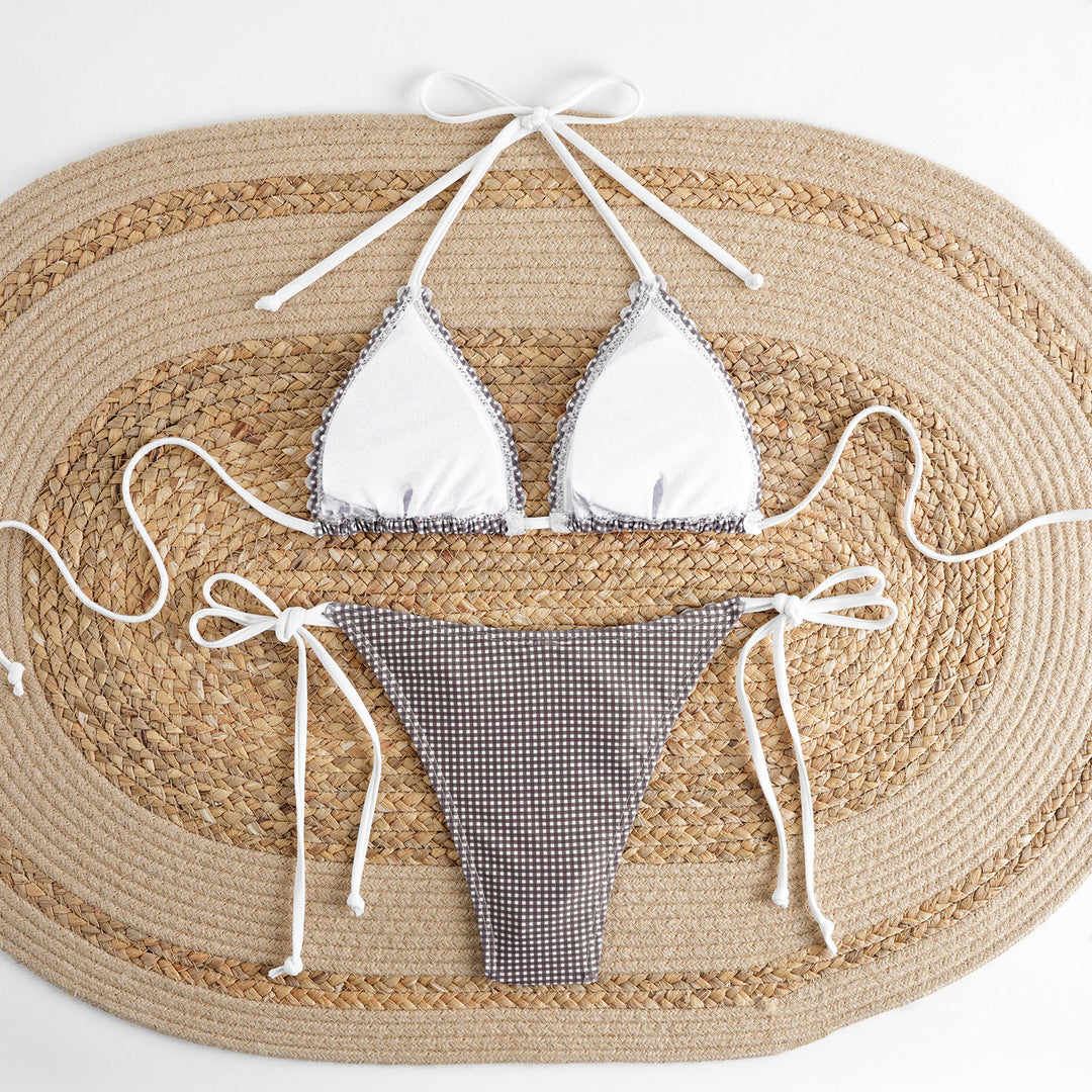 Damen Bikini-Set mit verziertem Triangel-Oberteil und verstellbarem Höschen R&B