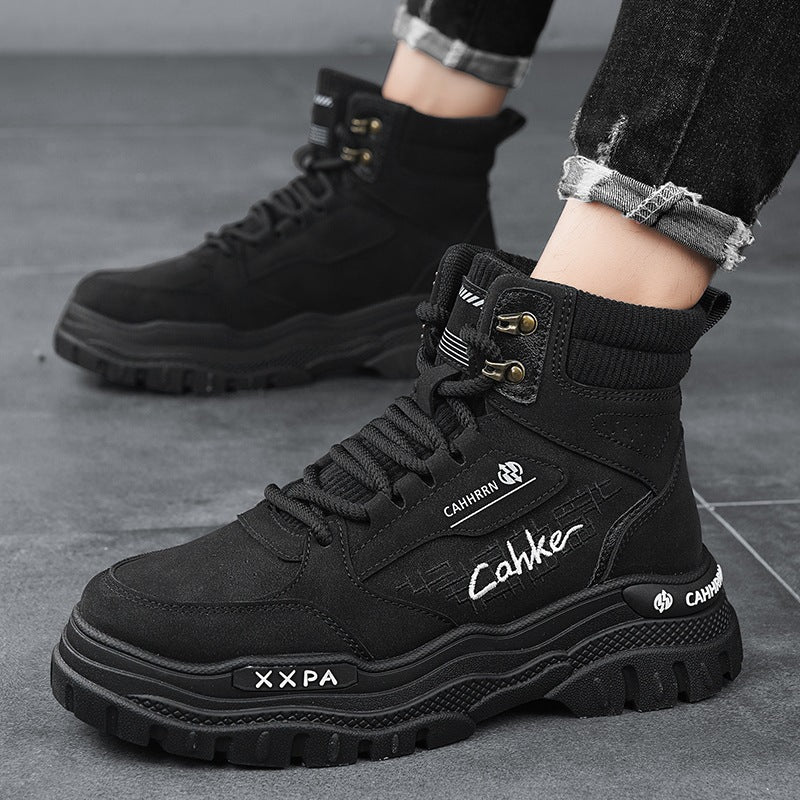 Damen trendige und robuste High-Top Boots mit gepolsterter Knöchelpartie und rutschfester Sohle R&B