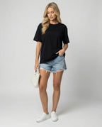 Elegantes Damen Seiden-T-Shirt Kurzarm Elastisch Rundhals Sommer Oberteil Weiß