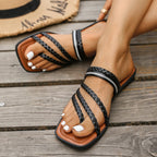 Damen Riemensandalen mit geflochtenem Design und modischem Glitzerakzent R&B