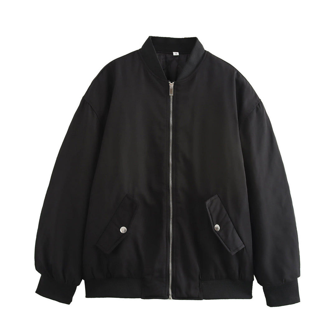 Damen lässige Bomberjacke mit elastischem Bund und praktischen Taschen R&B