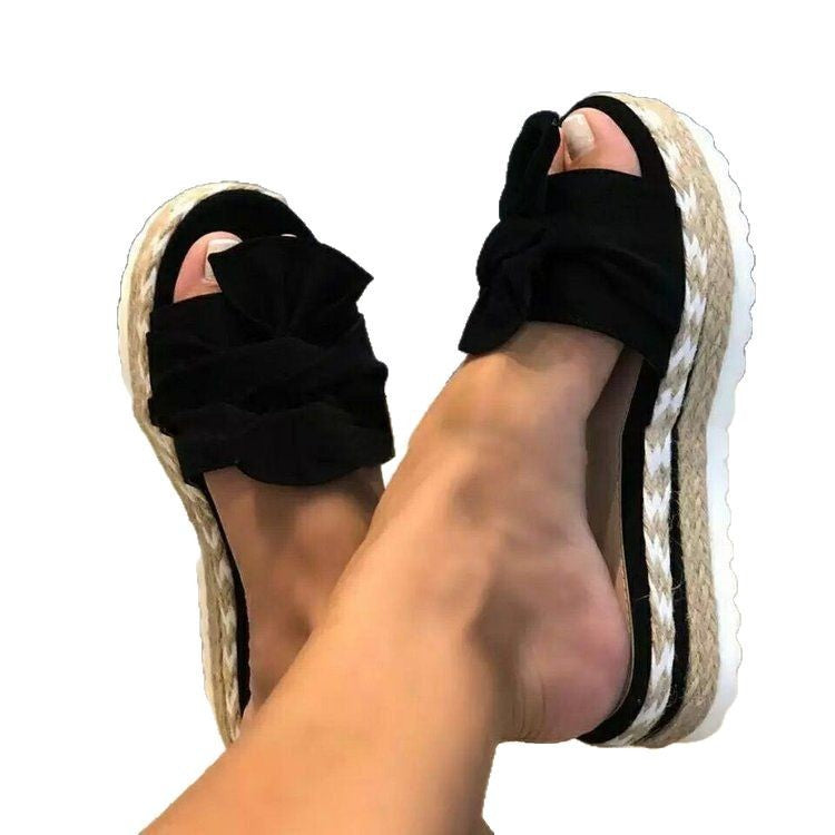 Damen Wedge-Pantoletten mit modischem Schleifen-Detail R&B
