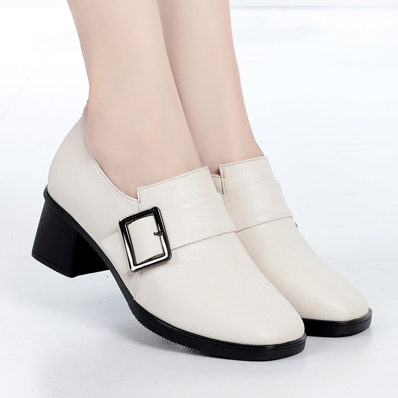 Damen elegante Stiefeletten mit modischem Riemen und hochwertigem Blockabsatz R&B