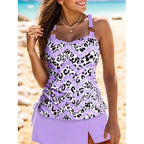 Damen Tankini-Set mit elegantem Wickelrock und dekorativen Riemen R&B