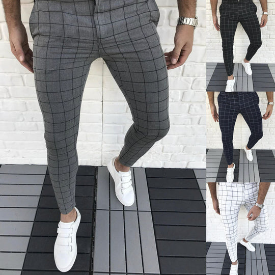 Herren Karierte Anzughose im Slim Fit Stil R&B