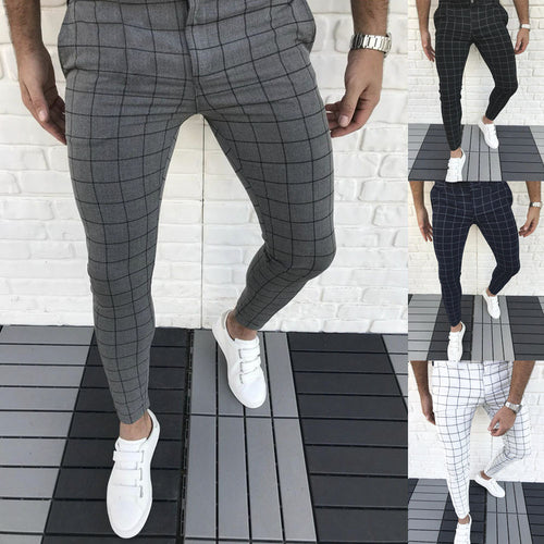 Herren Karierte Anzughose im Slim Fit Stil R&B