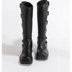Damen Modische Stiefel mit verstellbaren Schnallen und robuster Sohle R&B