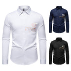 Herren Langarmhemden mit einzigartigem Stickdesign R&B