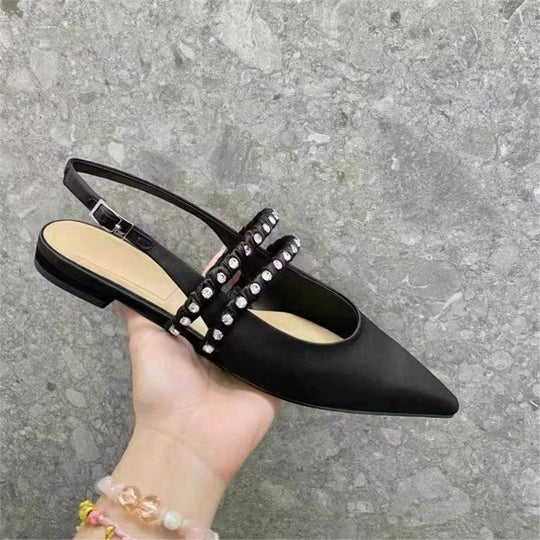 Damen Slingback Ballerinas mit eleganter Perlenverzierung R&B