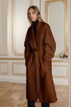 Damen eleganter Übermantel mit weitem Schnitt und Gürtel R&B