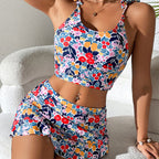 Damen Cropped Top und Rock-Set im floralen Design R&B