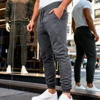 Herren nan tapered Jogginghose mit Kniepasse, elastischem Tunnelzugbund und Reißverschlusstaschen R&B