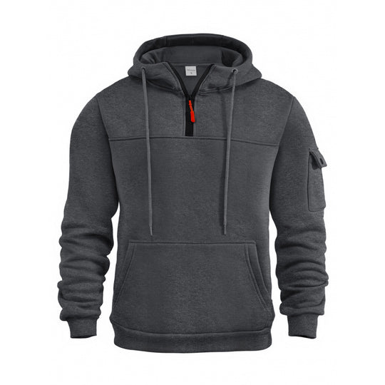 Herren Funktionaler Kapuzenpullover mit Halbreißverschluss und Seitentaschen R&B