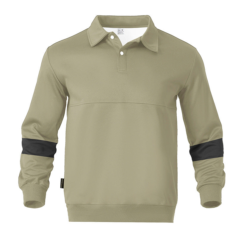 Herren sportlicher Langarm-Polo mit modernem Design und Kontrastärmel R&B