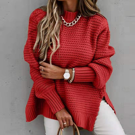 Damen Strickpullover mit offenem Schnitt und strukturiertem Muster R&B