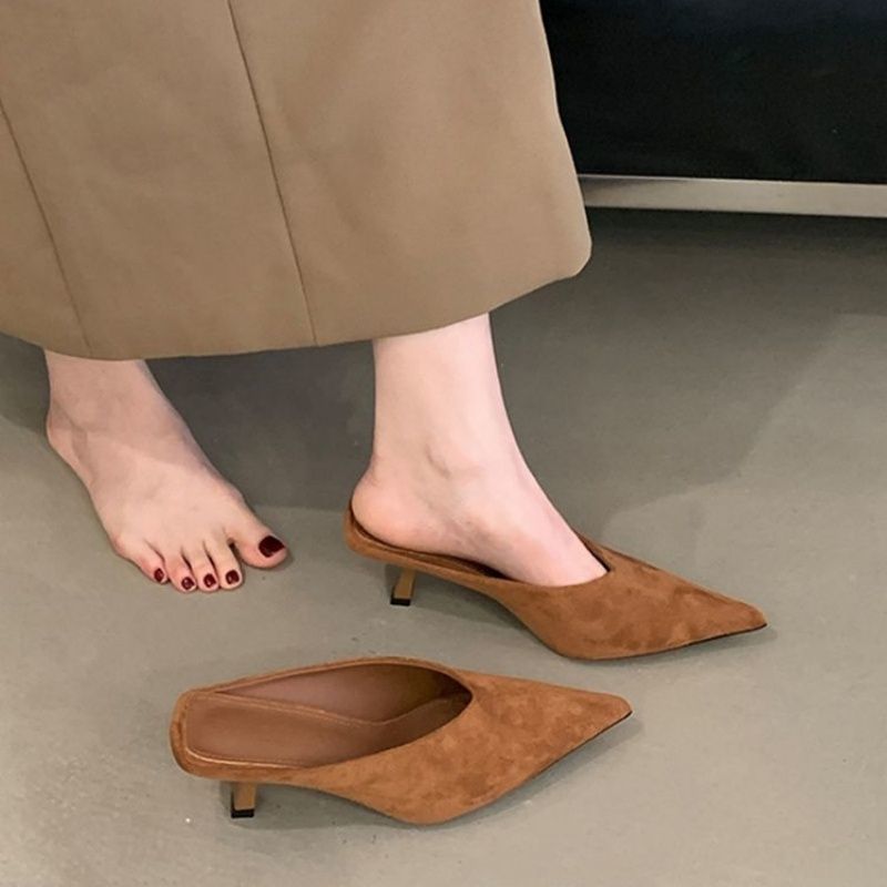 Damen elegante Slingback Mules mit spitzem Design R&B
