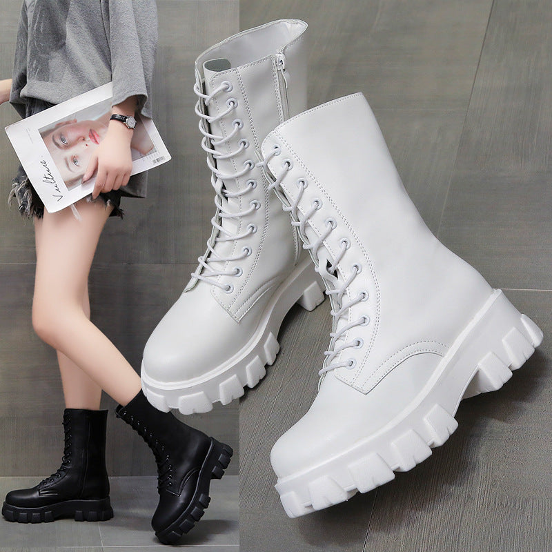 Damen Combat Boots mit extrastarker Profilsohle und modischem Schnürsystem R&B