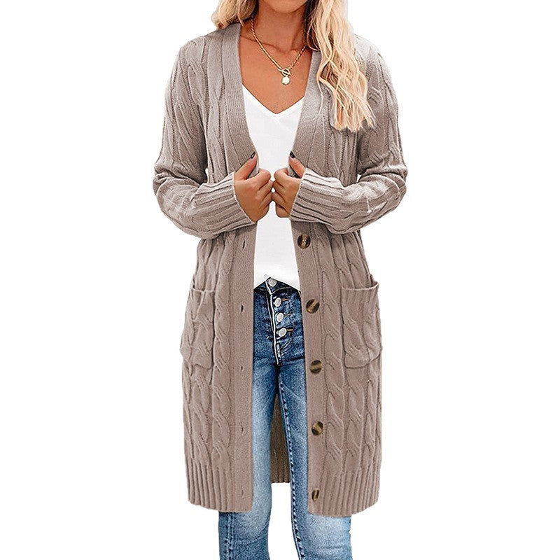 Damen Strickjacke mit tiefem V-Ausschnitt und praktischen Taschen R&B