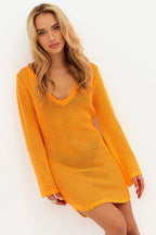 Damen gehäkeltes Crop-Top mit weitem Ärmel und lockerer Passform R&B