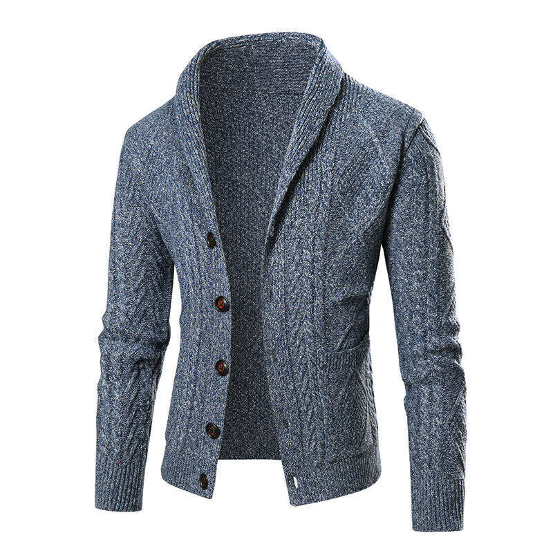 Herren Strickjacke mit modernem Zopfmuster und praktischen Taschen R&B