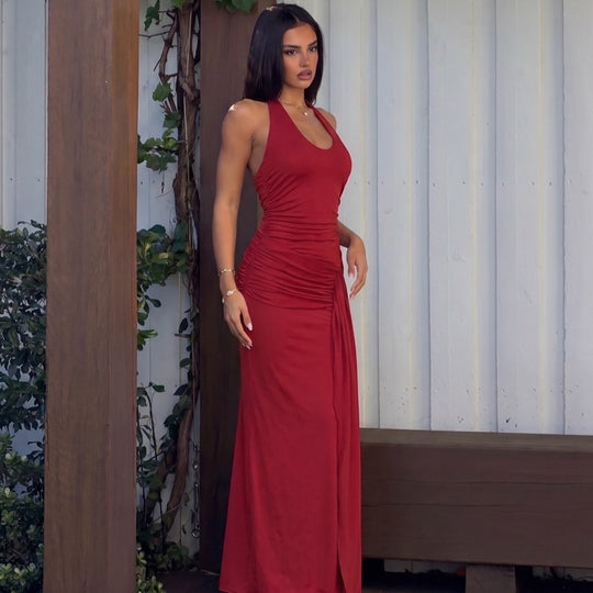 Damen Figurbetontes Maxikleid mit elegantem Raffungselement R&B