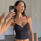 Damen Trägertop mit verspieltem Punktedesign und zarten Schleifen R&B