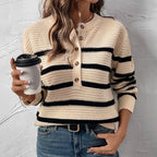 Damen Strickpullover mit Knopfleiste R&B