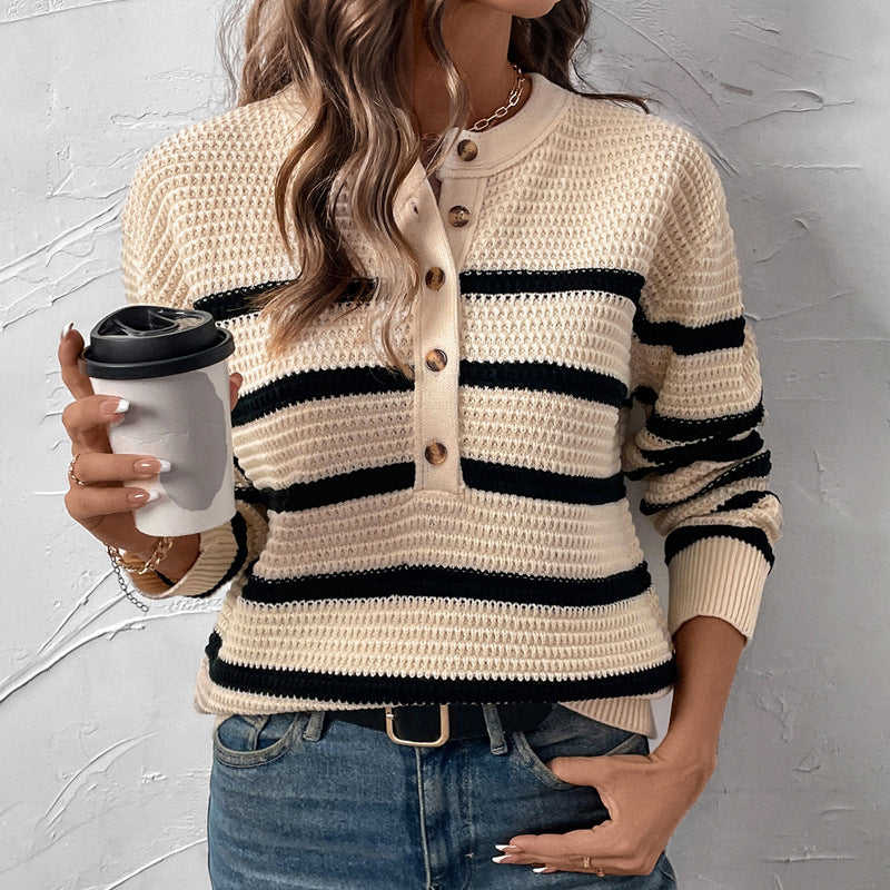 Damen Strickpullover mit Knopfleiste R&B